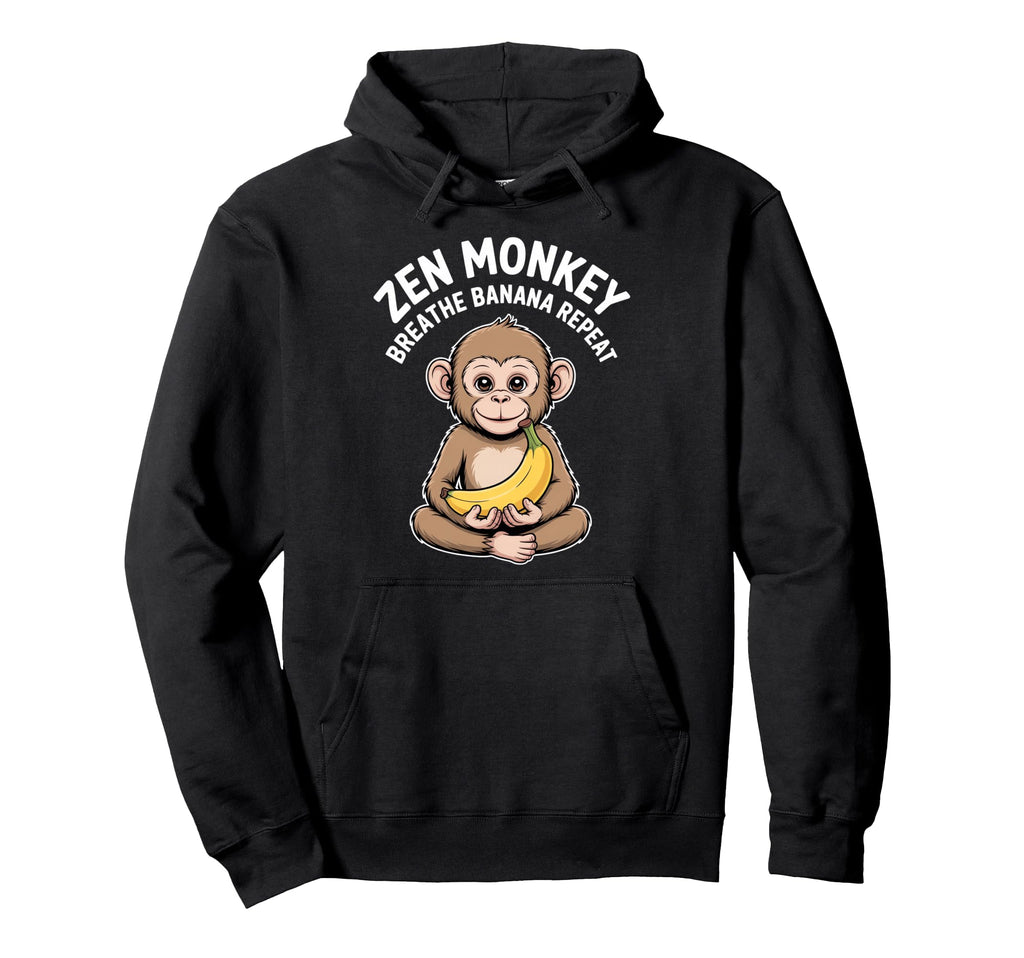 Zen Monkey Breathe Banana Repeat Hoodie - Minimalist Print Men Women - T-Shirt, Sweatshirt, Hoodie