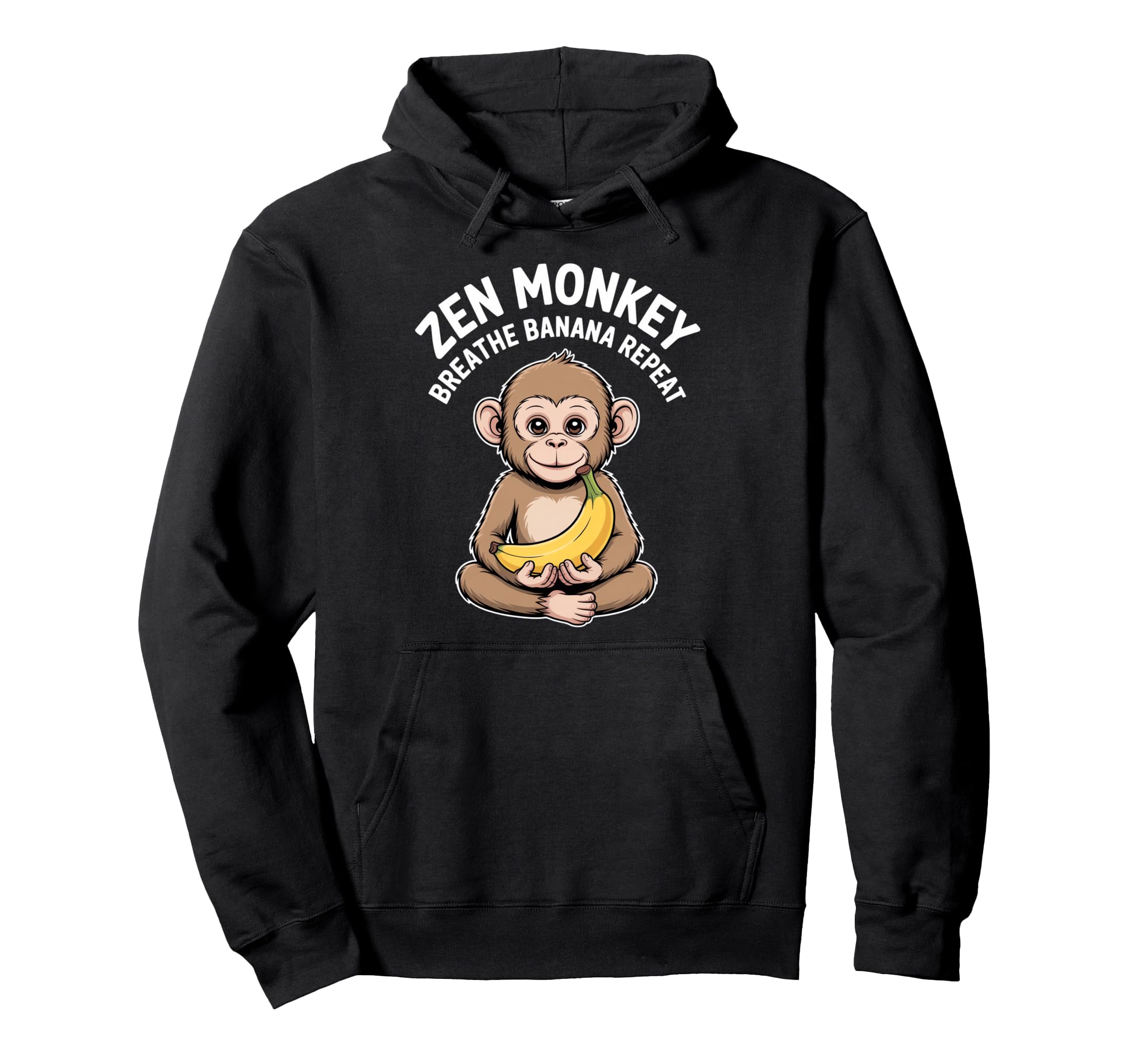 Zen Monkey Breathe Banana Repeat Hoodie - Minimalist Print Men Women - T-Shirt, Sweatshirt, Hoodie