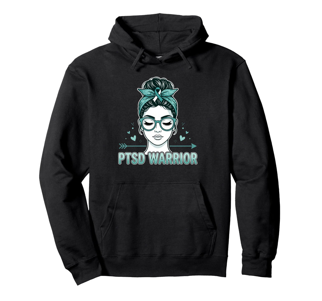 Teal Ribbon Ptsd Warrior Mental Hoodie - Casual Everyday Wear Men Women - T-Shirt, Sweatshirt, Hoodie