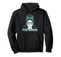 Teal Ribbon Ptsd Warrior Mental Hoodie - Casual Everyday Wear Men Women - T-Shirt, Sweatshirt, Hoodie