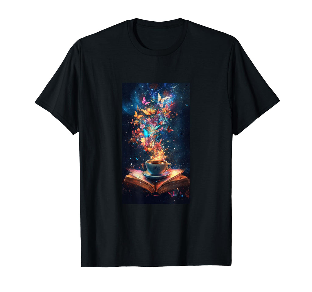 Magical Book Floral Coffee Books T-Shirt - Novelty Apparel Men Women - T-Shirt, Sweatshirt, Hoodie