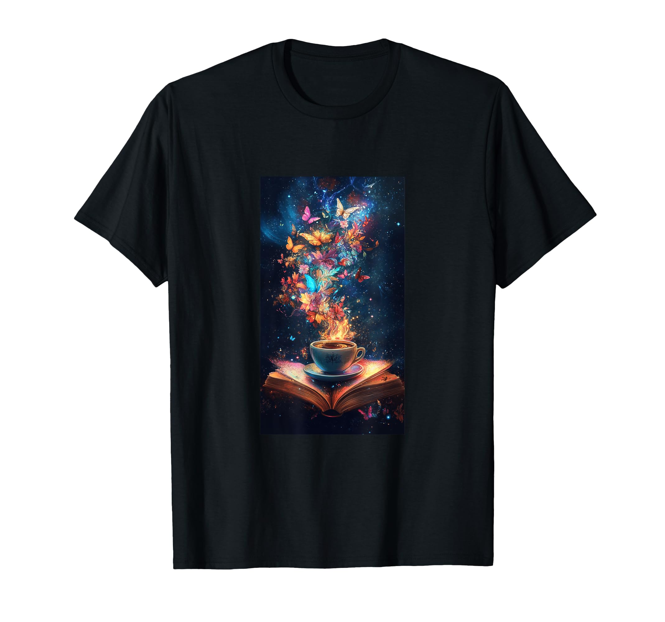 Magical Book Floral Coffee Books T-Shirt - Novelty Apparel Men Women - T-Shirt, Sweatshirt, Hoodie