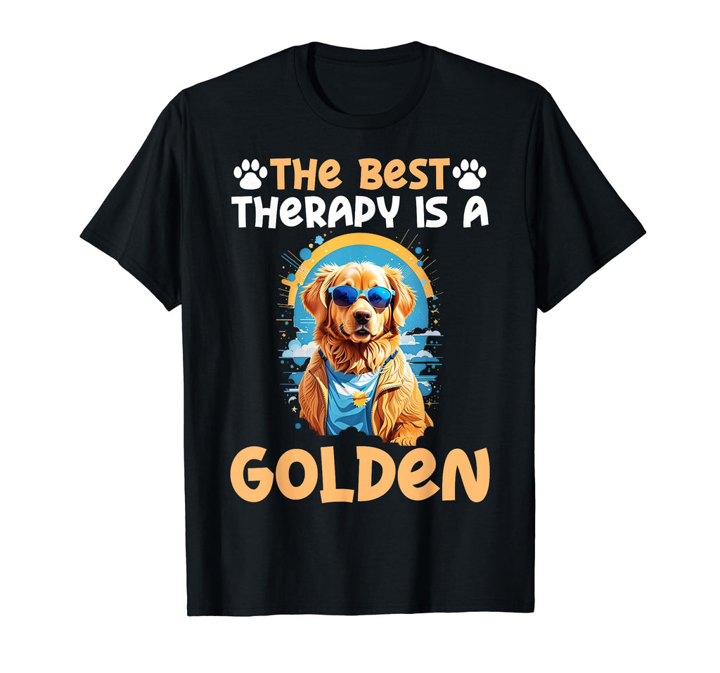 Best Therapy Is Golden Retriever T-Shirt - Aesthetic Graphic for Adults - T-Shirt, Sweatshirt, Hoodie