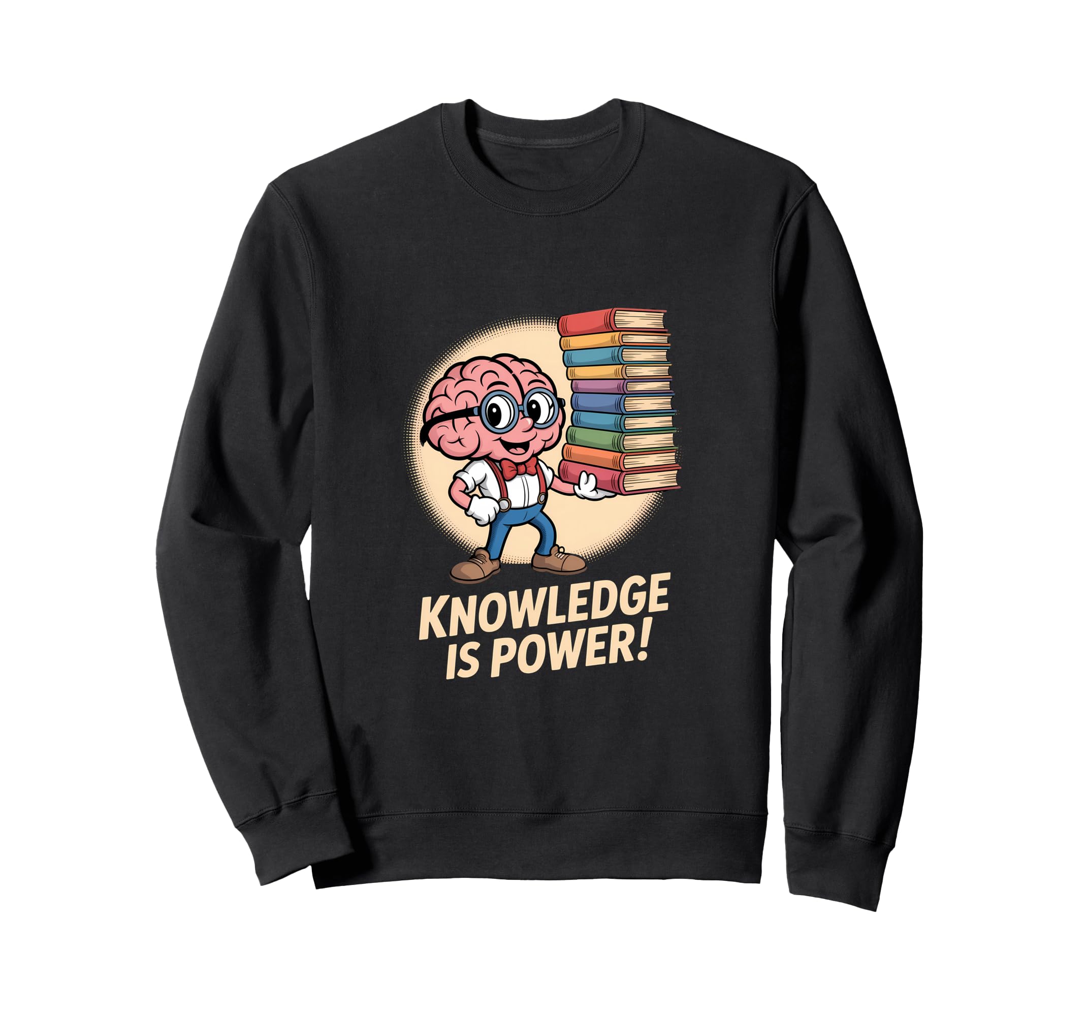 Knowledge Is Power Brain Book Lover Sweatshirt - Custom Art Print Unisex - T-Shirt, Sweatshirt, Hoodie