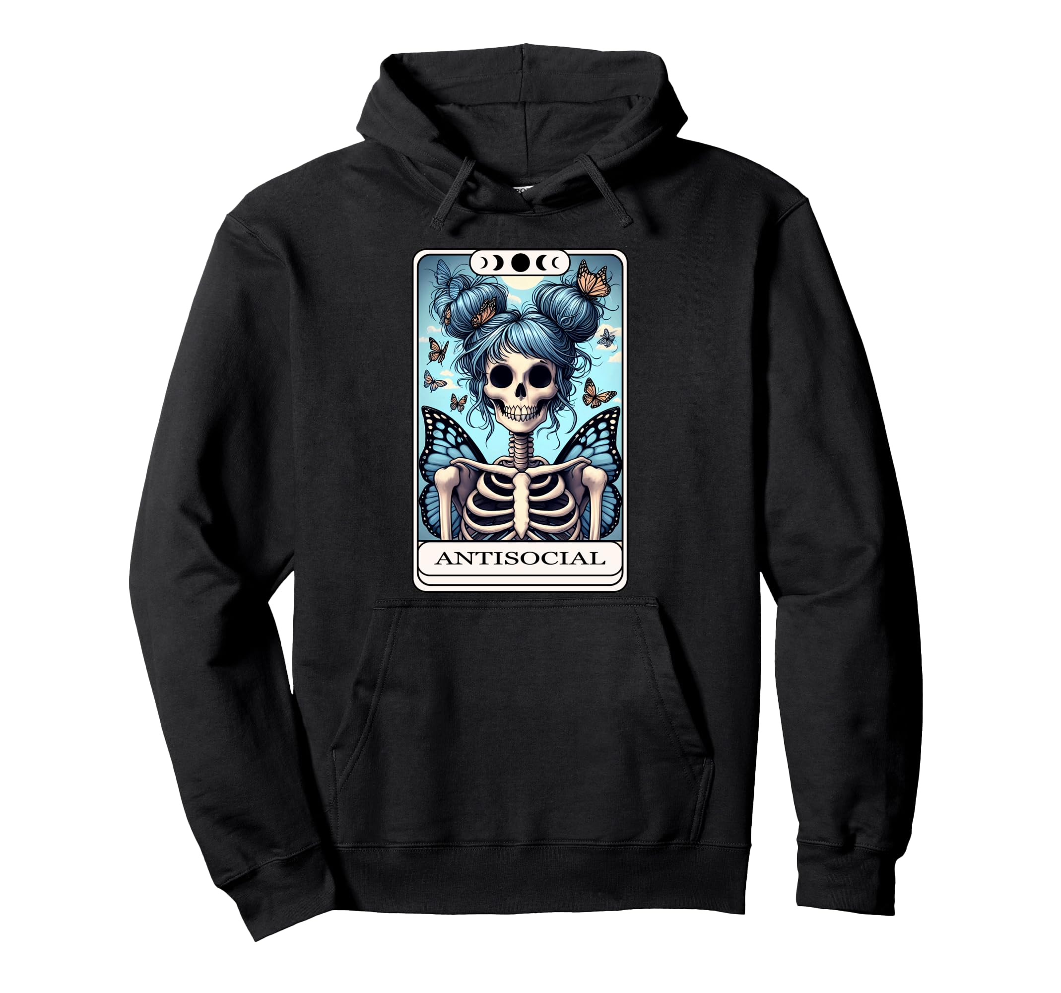 Antisocial Butterfly Tarot Card Hoodie - Minimalist Print for Adults - T-Shirt, Sweatshirt, Hoodie