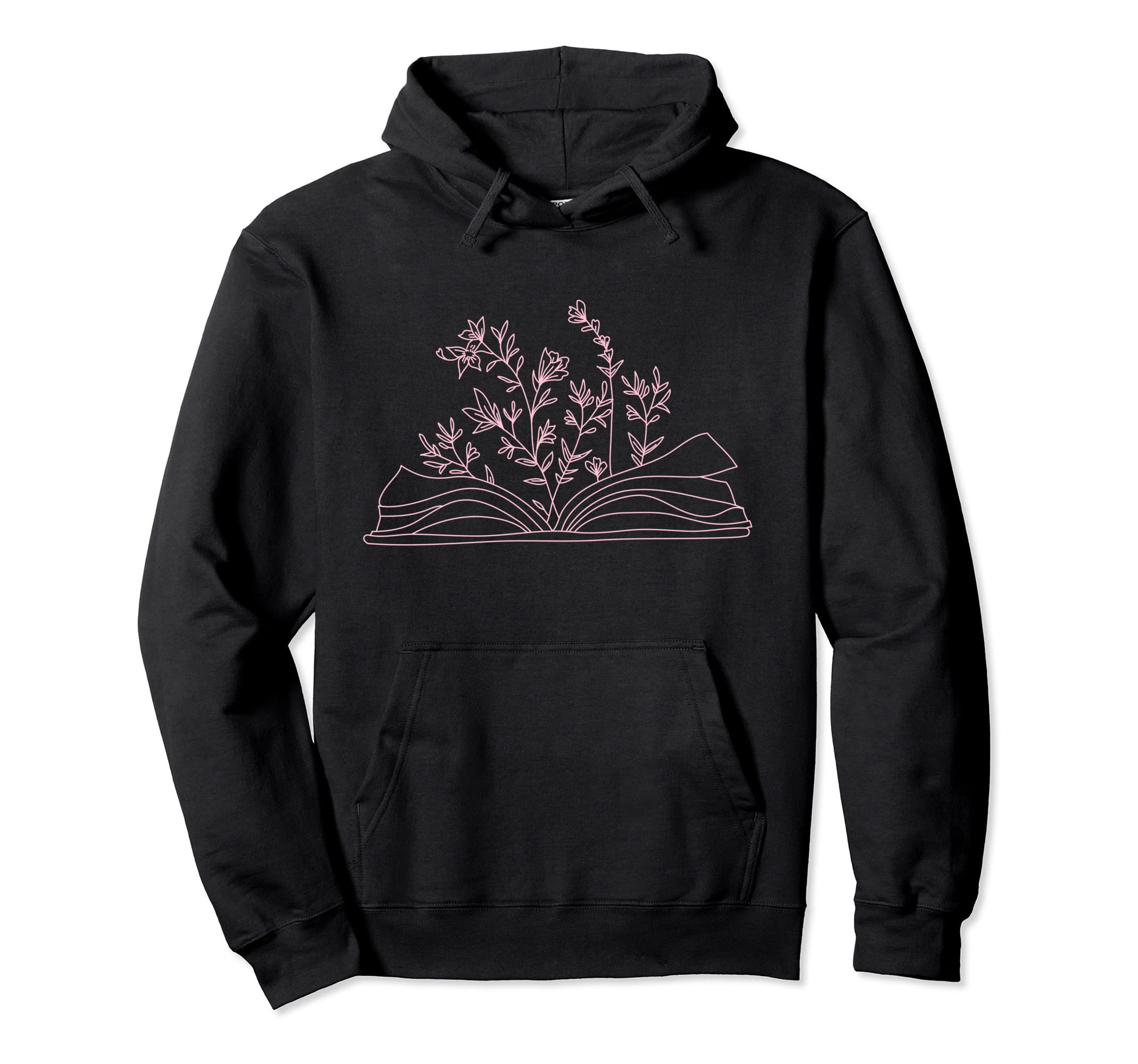 Floral Flower Book Reading Bookworm Hoodie - Minimalist Print for Adults - T-Shirt, Sweatshirt, Hoodie