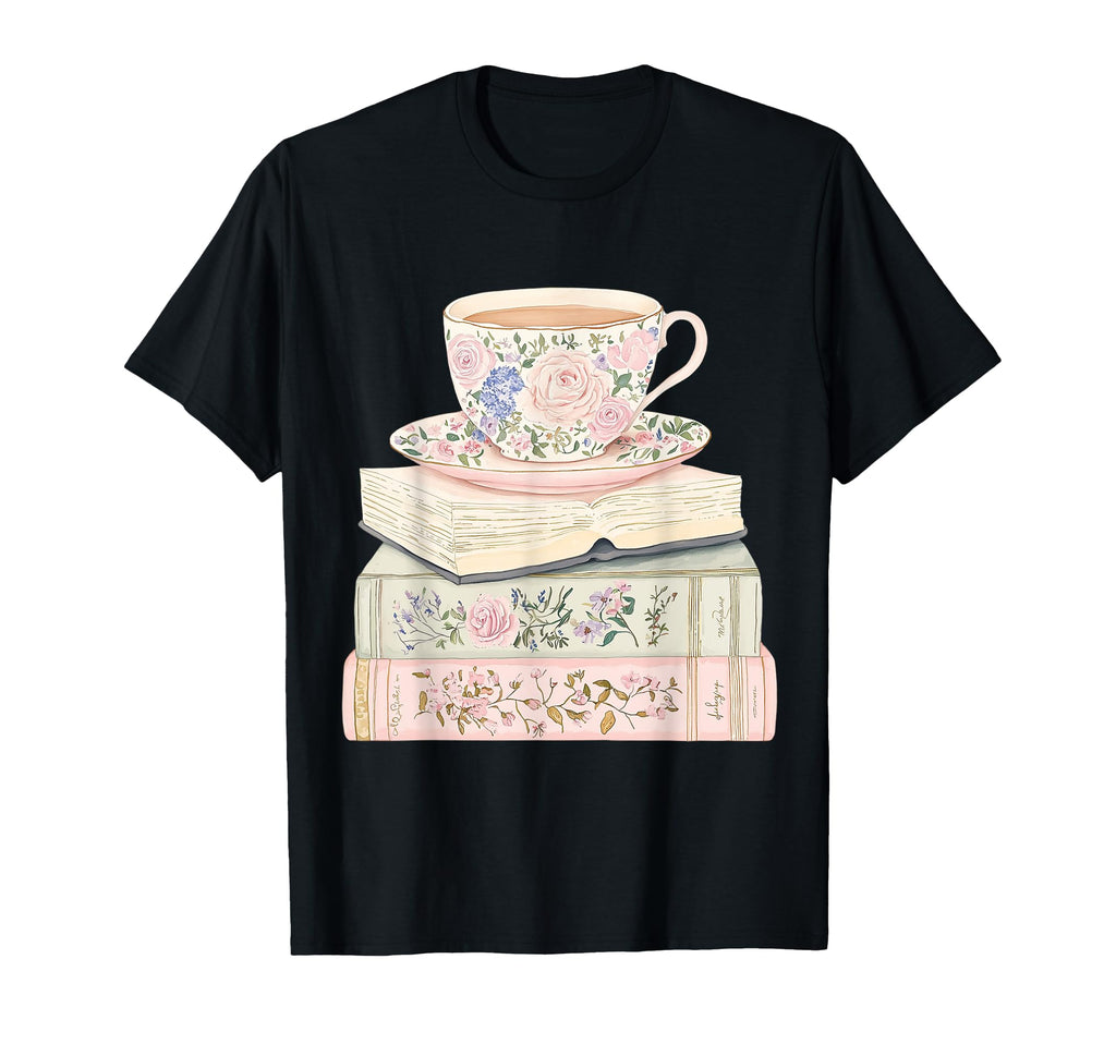 Books And Tea Pastel Book Lover T-Shirt - Casual Everyday Wear Men Women - T-Shirt, Sweatshirt, Hoodie