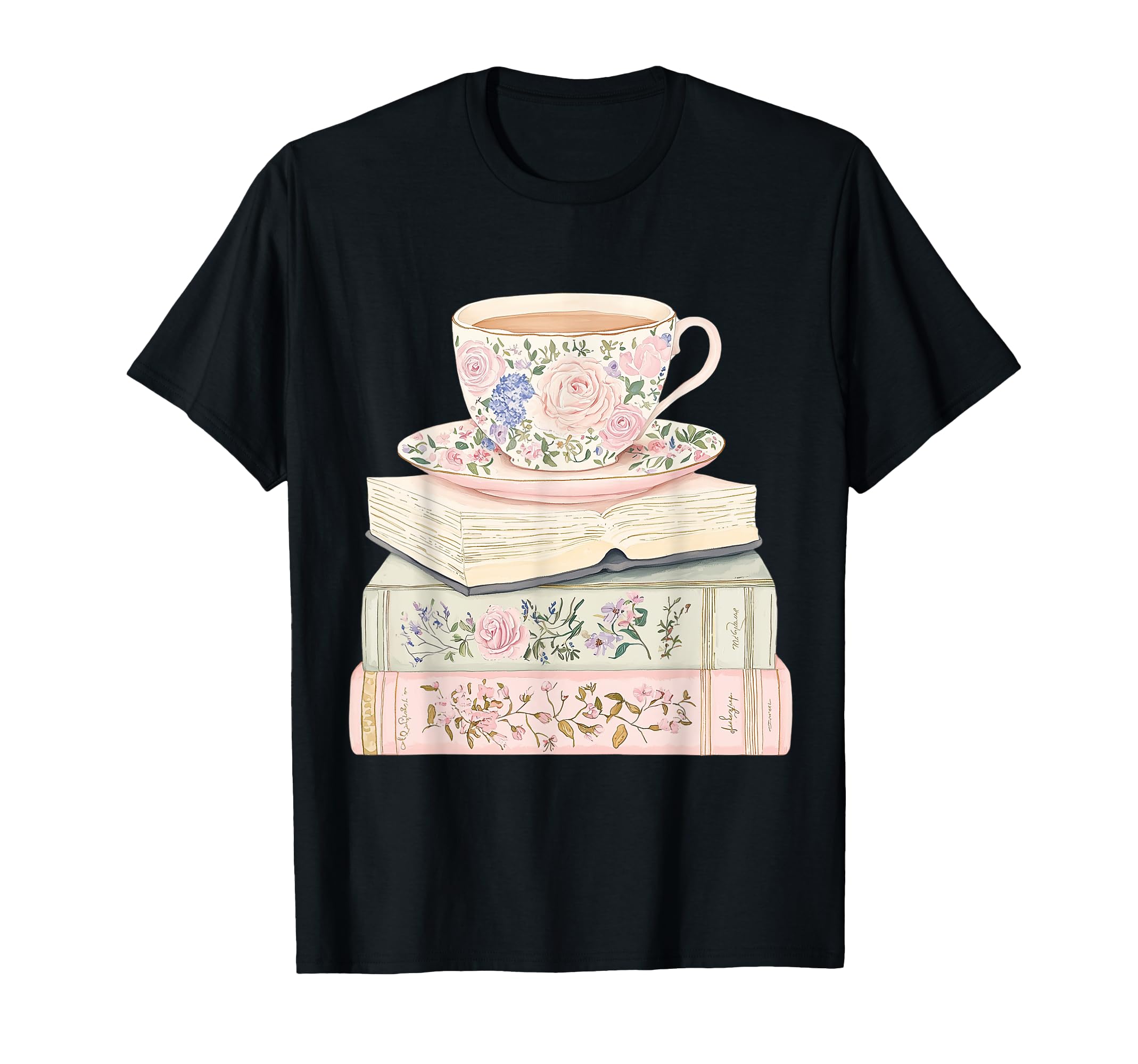 Books And Tea Pastel Book Lover T-Shirt - Casual Everyday Wear Men Women - T-Shirt, Sweatshirt, Hoodie