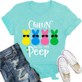 Easter Shirts for Women Chilling with My Peeps Print T-Shirt Funny Bunny Rabbit Happy Easter Tee Tops - T-Shirt, Sweatshirt, Hoodie