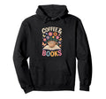 Coffee Books Lover Wildflowers Boho Hoodie - Unique Graphic Unisex - T-Shirt, Sweatshirt, Hoodie