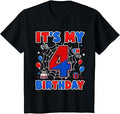 Kids It's My 4th Birthday Boy Spider Web Theme Party 4 Year Old T-Shirt Unisex T-shirt, Sweatshirt, Hoodie, Long Sleeve Tee - T-Shirt, Sweatshirt, Hoodie
