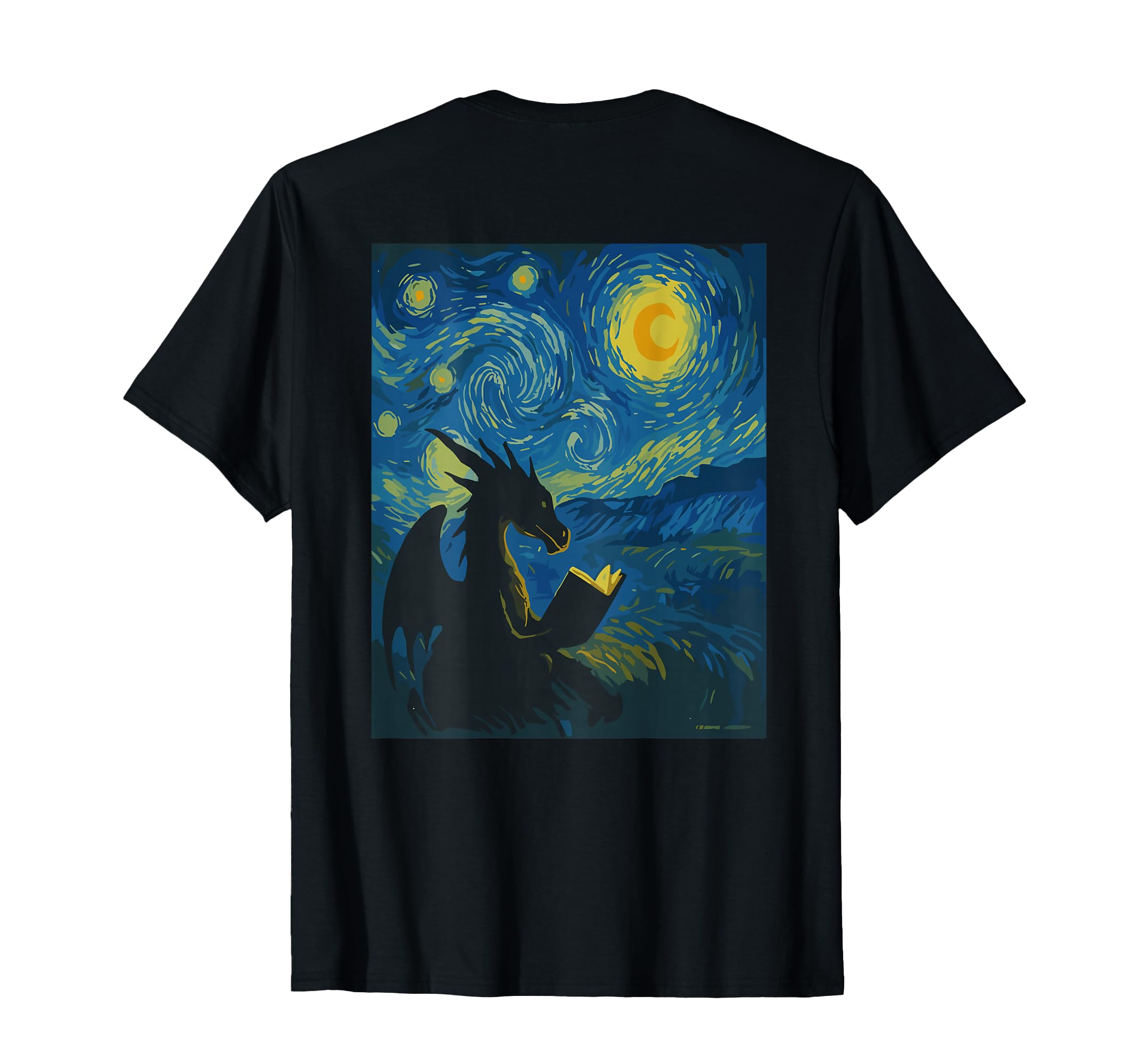Dragon Reading Book Van Gogh Art T-Shirt - Unique Graphic Men Women - T-Shirt, Sweatshirt, Hoodie