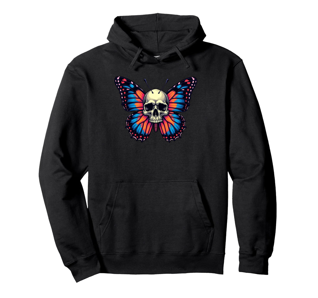 Antisocial Butterfly Funny Death Head Hoodie - Graphic Print for Adults - T-Shirt, Sweatshirt, Hoodie