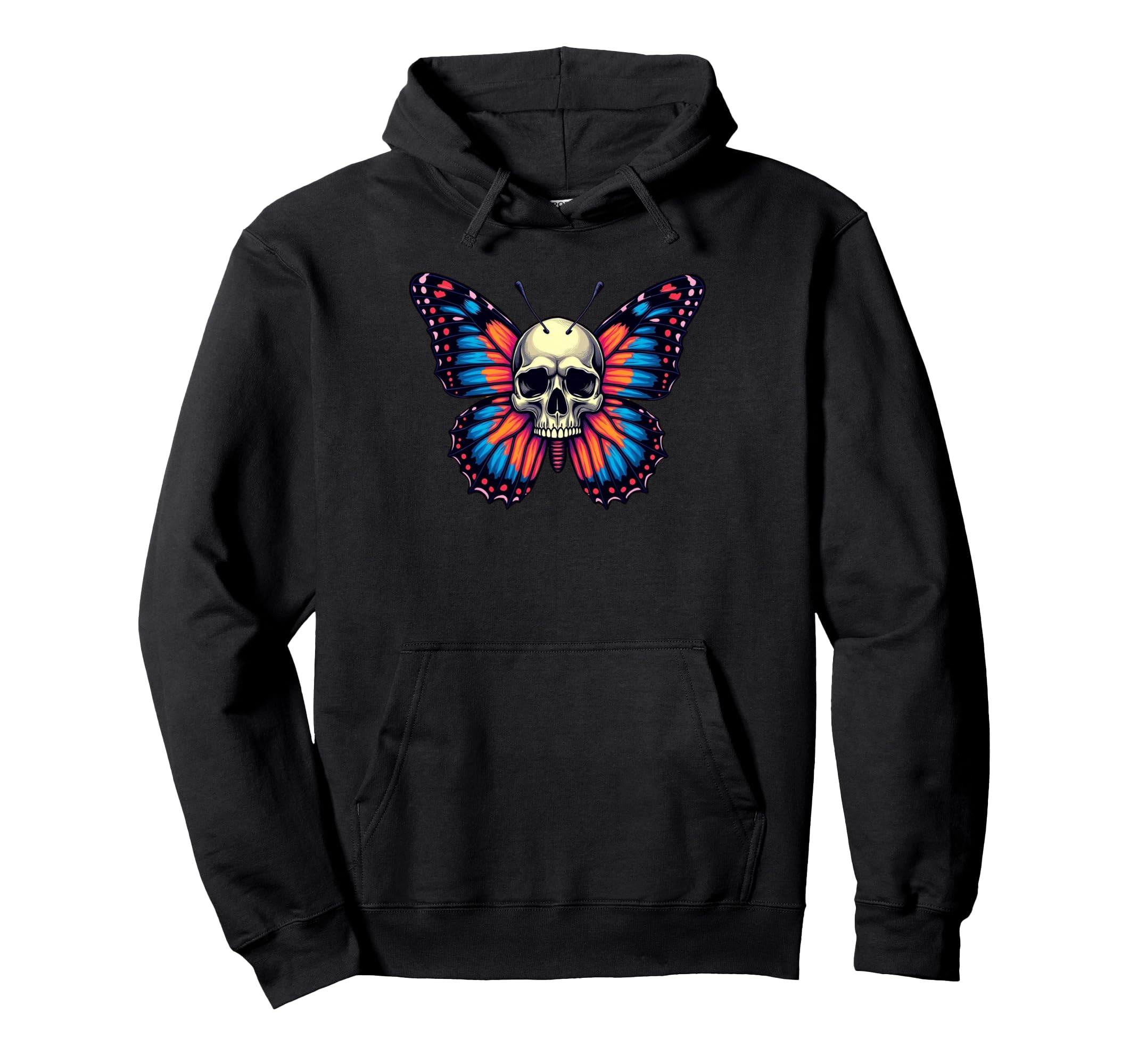 Antisocial Butterfly Funny Death Head Hoodie - Graphic Print for Adults - T-Shirt, Sweatshirt, Hoodie