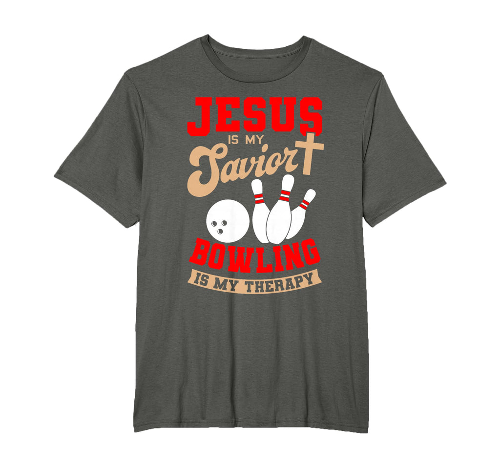 Jesus Is My Savior Bowling Is My Therapy T-Shirt - Unique Graphic Unisex - T-Shirt, Sweatshirt, Hoodie