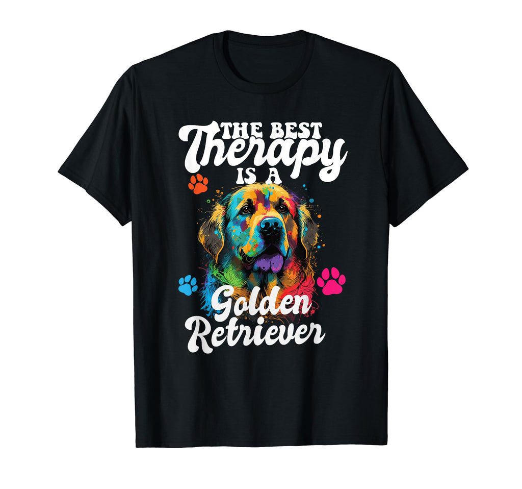 Best Therapy Is Golden Retriever Dog Mom T-Shirt - Unique Graphic Unisex - T-Shirt, Sweatshirt, Hoodie