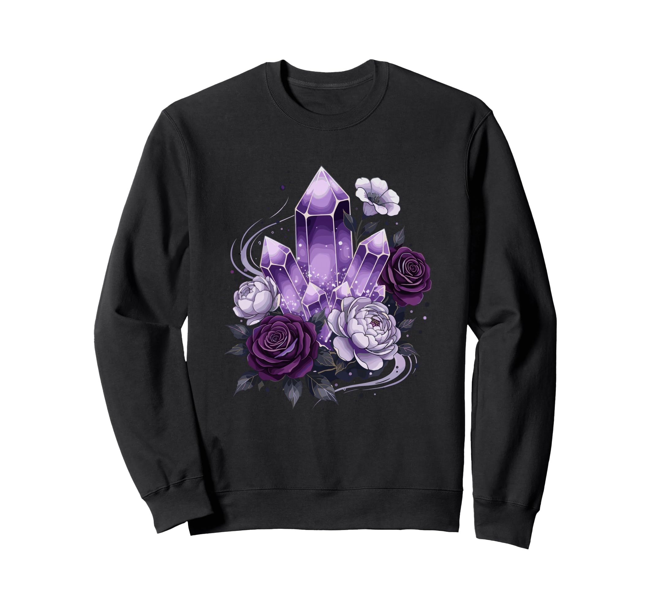 Amethyst Crystal Cluster Gothic Sweatshirt - Aesthetic Graphic Men Women - T-Shirt, Sweatshirt, Hoodie
