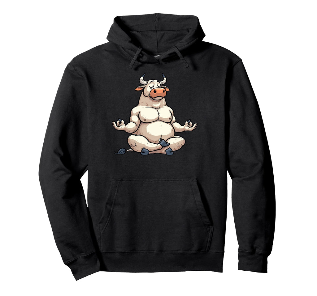 Meditation Bull Yoga Pose Relaxing Animal Hoodie - Graphic Print Men Women - T-Shirt, Sweatshirt, Hoodie