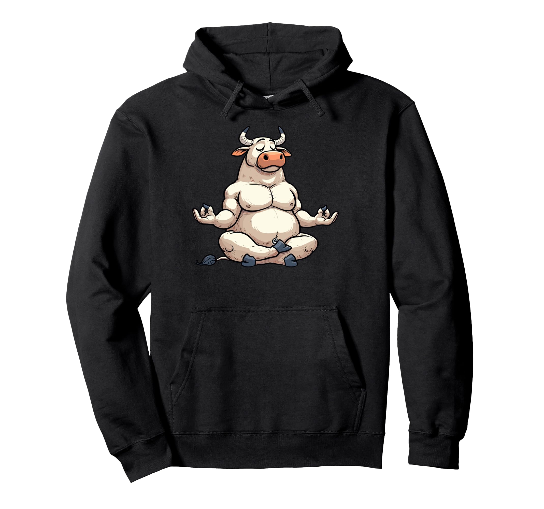 Meditation Bull Yoga Pose Relaxing Animal Hoodie - Graphic Print Men Women - T-Shirt, Sweatshirt, Hoodie