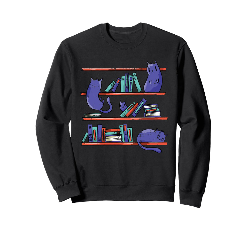 Cat Books Reading Lover Bookworm Sweatshirt - Custom Art Print Men Women - T-Shirt, Sweatshirt, Hoodie