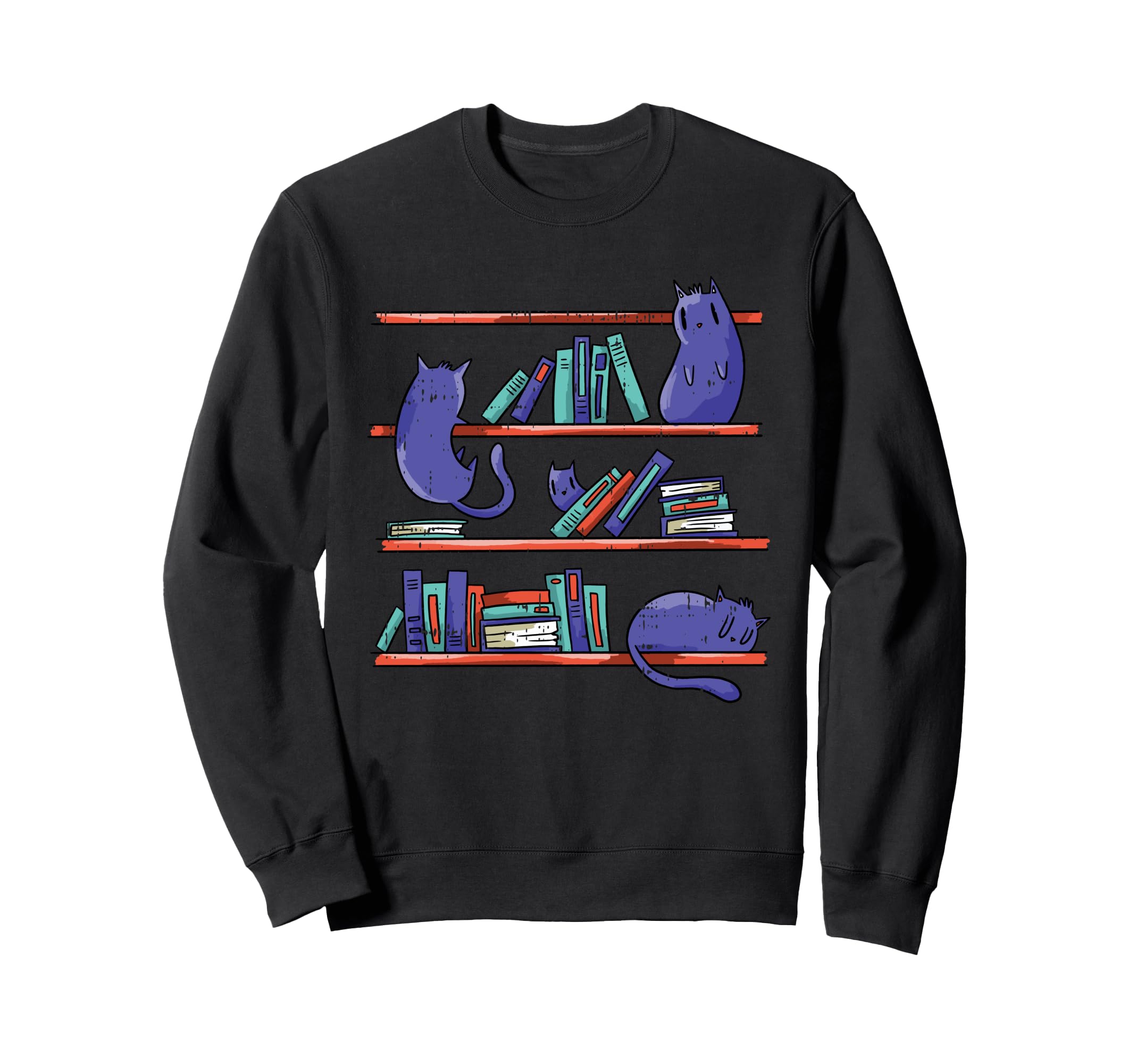 Cat Books Reading Lover Bookworm Sweatshirt - Custom Art Print Men Women - T-Shirt, Sweatshirt, Hoodie