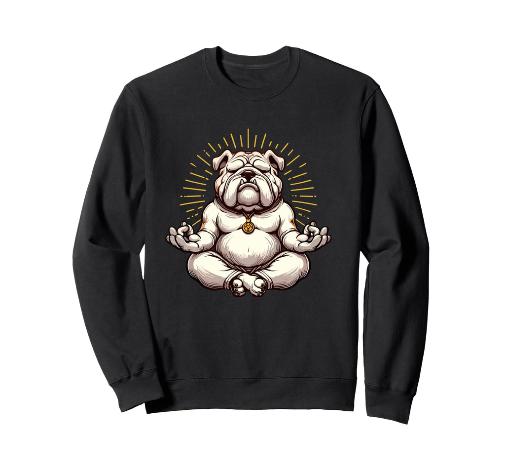Meditation Bulldog Yoga Pose Relaxing Sweatshirt - Unique Graphic Unisex - T-Shirt, Sweatshirt, Hoodie