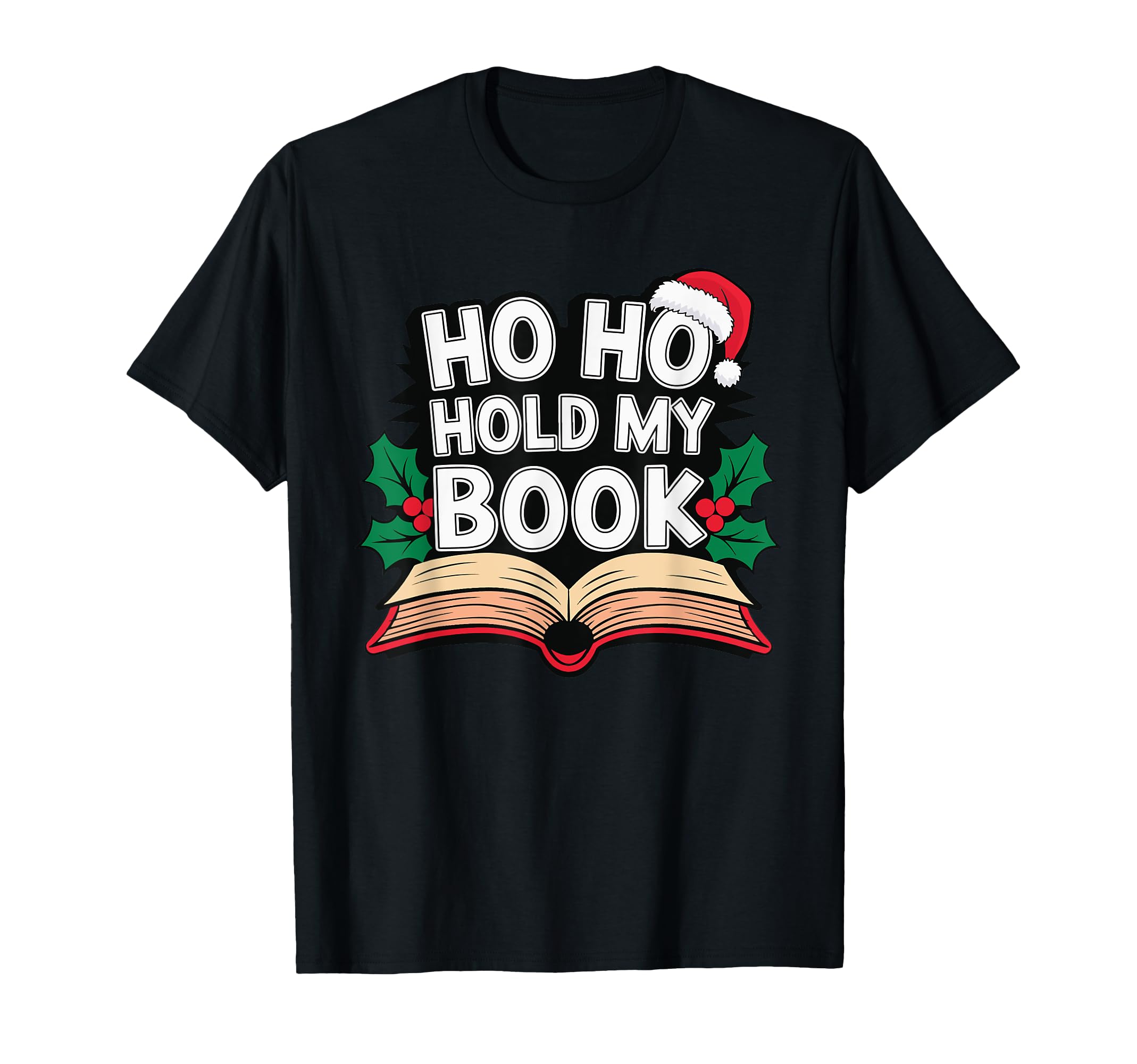 Santa Bookworm Reader Bibliophile T-Shirt - Minimalist Print for Adults - T-Shirt, Sweatshirt, Hoodie