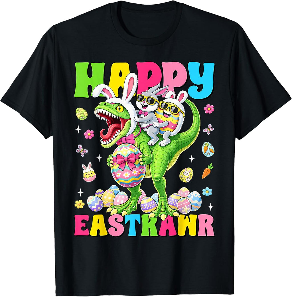 Easter Day Funny Bunny Riding Dinosaur Apparel Unisex T-shirt, Sweatshirt, Hoodie, Long Sleeve Tee - T-Shirt, Sweatshirt, Hoodie
