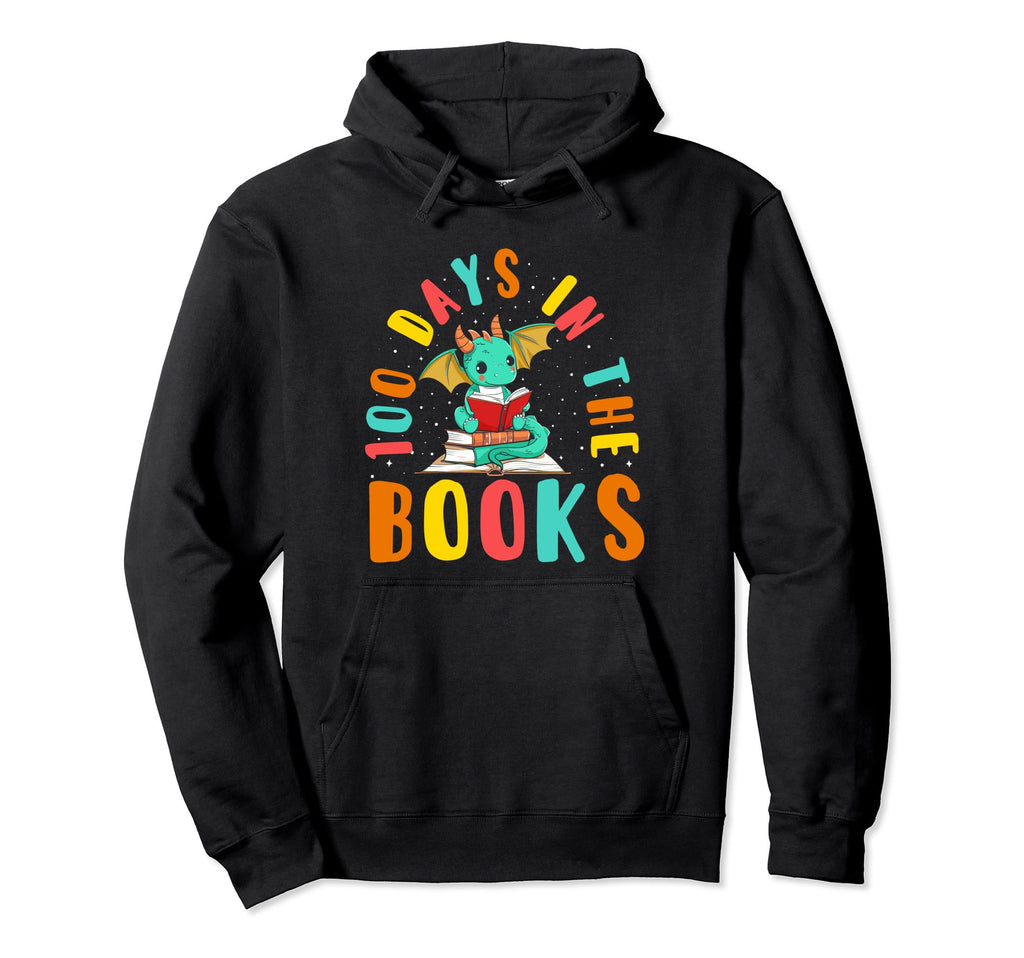 100 Days Books Dragon Reading 100Th Hoodie - Minimalist Print Men Women - T-Shirt, Sweatshirt, Hoodie