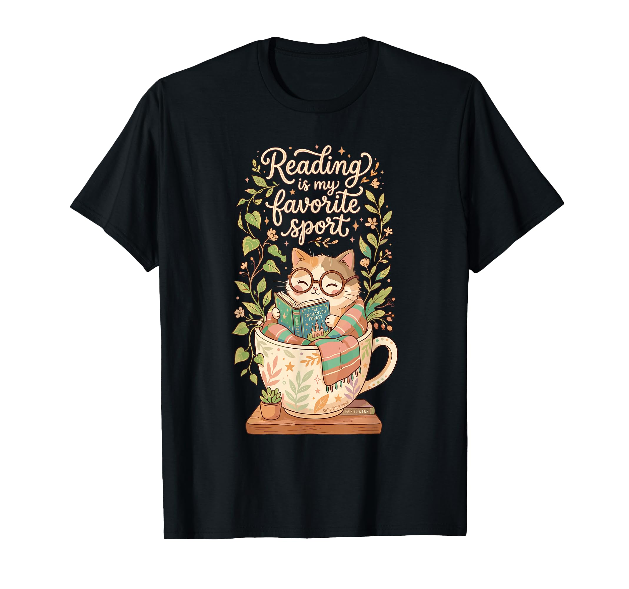 Cozy Cat Sleeping Books Coffee Reader T-Shirt - Minimalist Print Unisex - T-Shirt, Sweatshirt, Hoodie