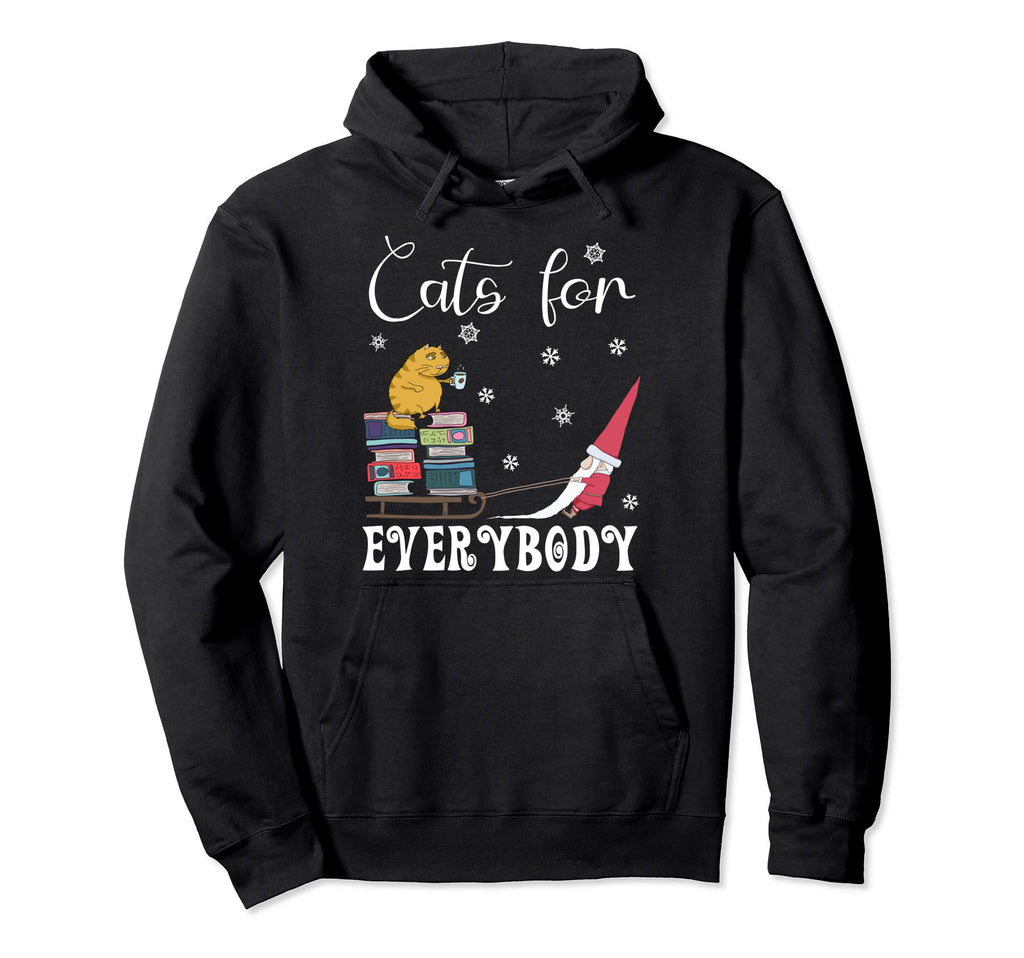 Cats Everybody Gnome Books Coffee Lover Hoodie - Minimalist Print Men Women - T-Shirt, Sweatshirt, Hoodie