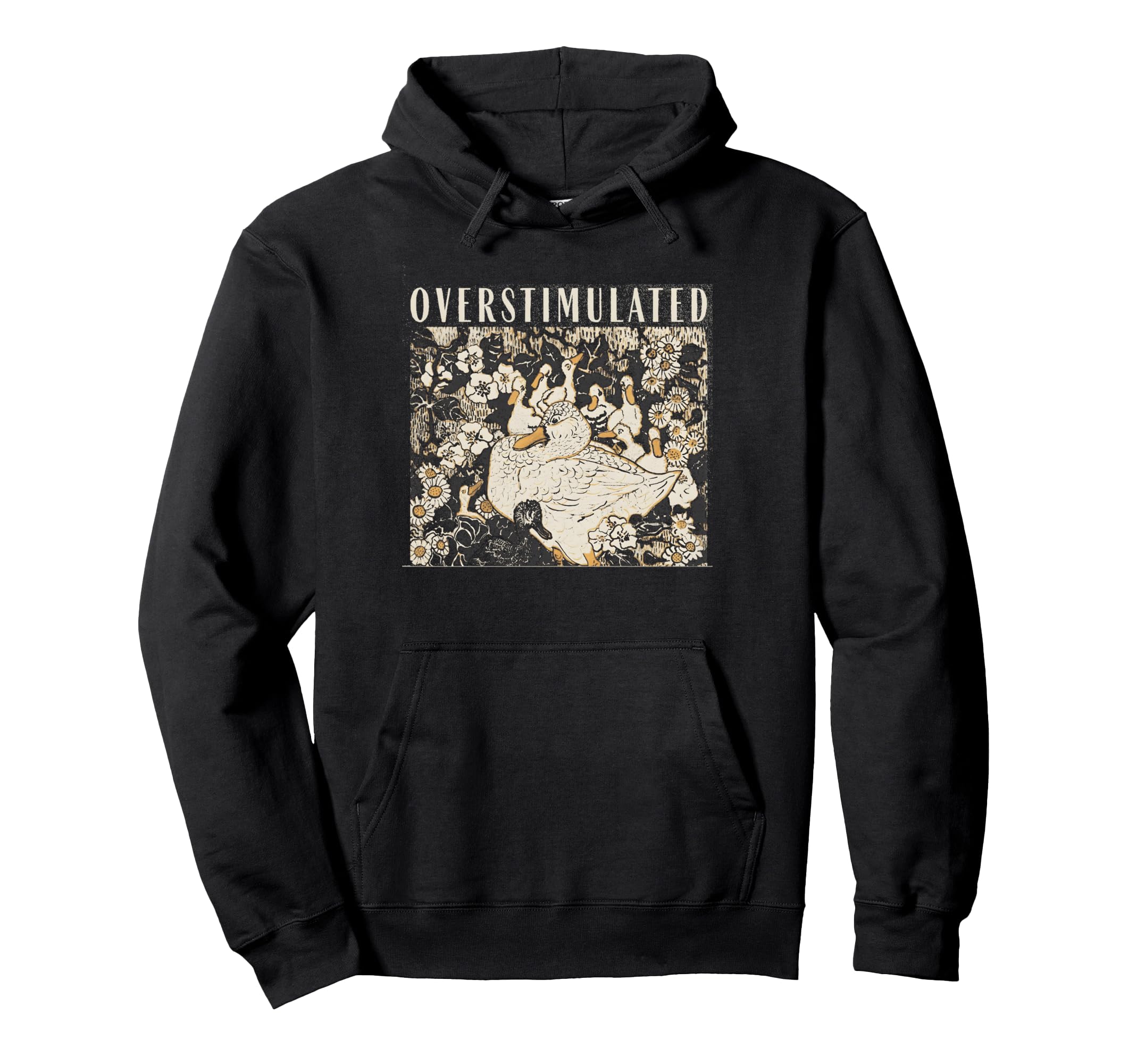 Overstimulated Mama Duck Farm Animal Hoodie - Minimalist Print Unisex - T-Shirt, Sweatshirt, Hoodie