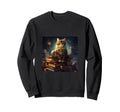 Book Nerd Cat Reading Library Sweatshirt - Graphic Print Men Women - T-Shirt, Sweatshirt, Hoodie