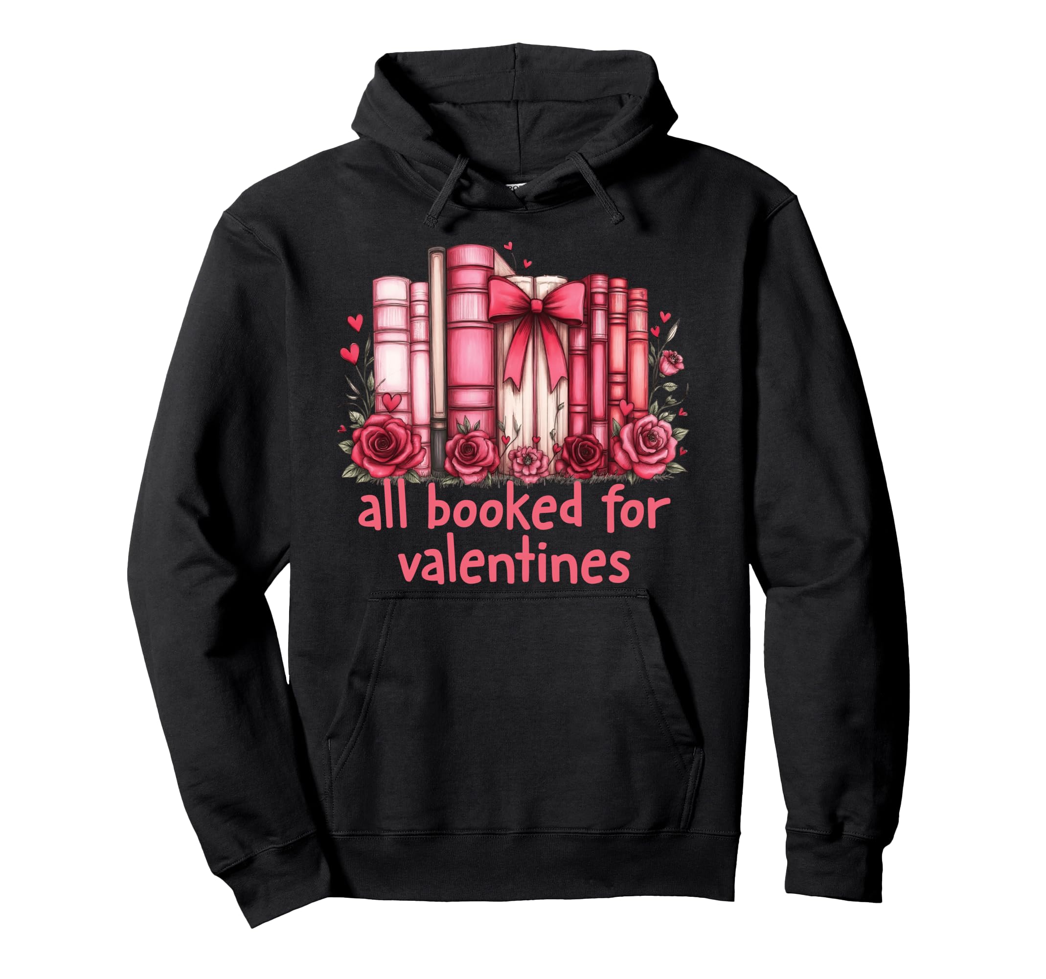 All Booked Valentines Coquette Bow Book Hoodie - Minimalist Print Unisex - T-Shirt, Sweatshirt, Hoodie