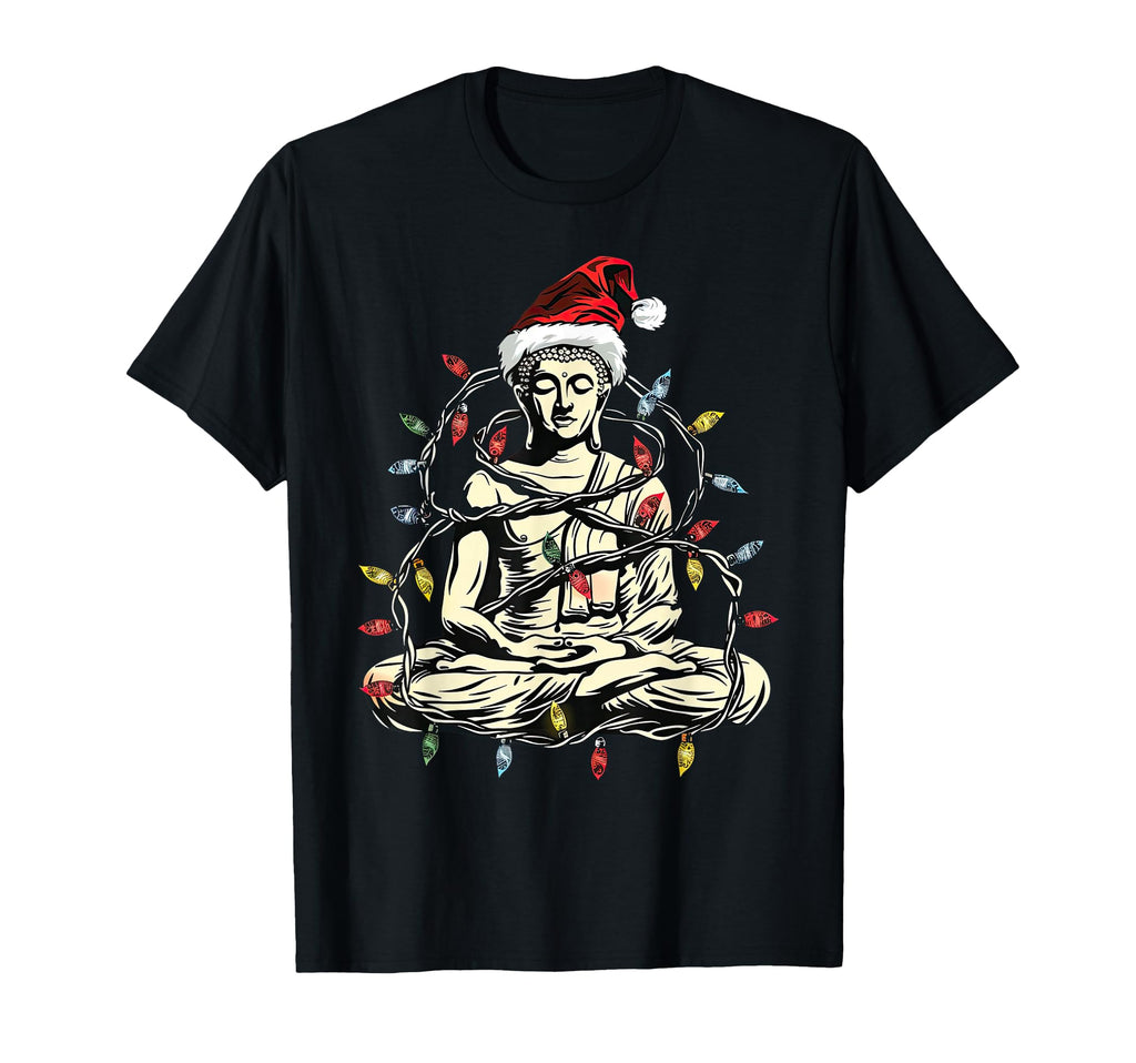 Funny Meditation Buddha Santa Hat T-Shirt - Minimalist Print for Adults - T-Shirt, Sweatshirt, Hoodie