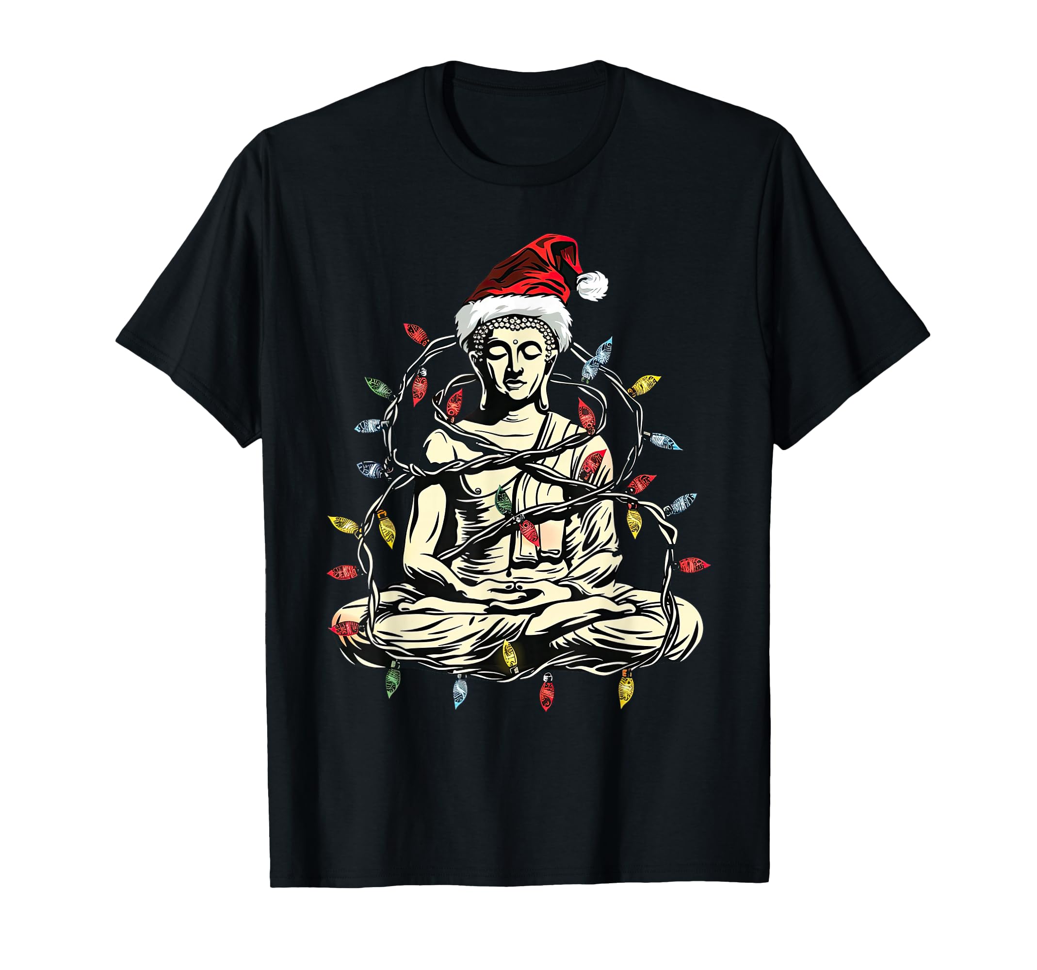 Funny Meditation Buddha Santa Hat T-Shirt - Minimalist Print for Adults - T-Shirt, Sweatshirt, Hoodie