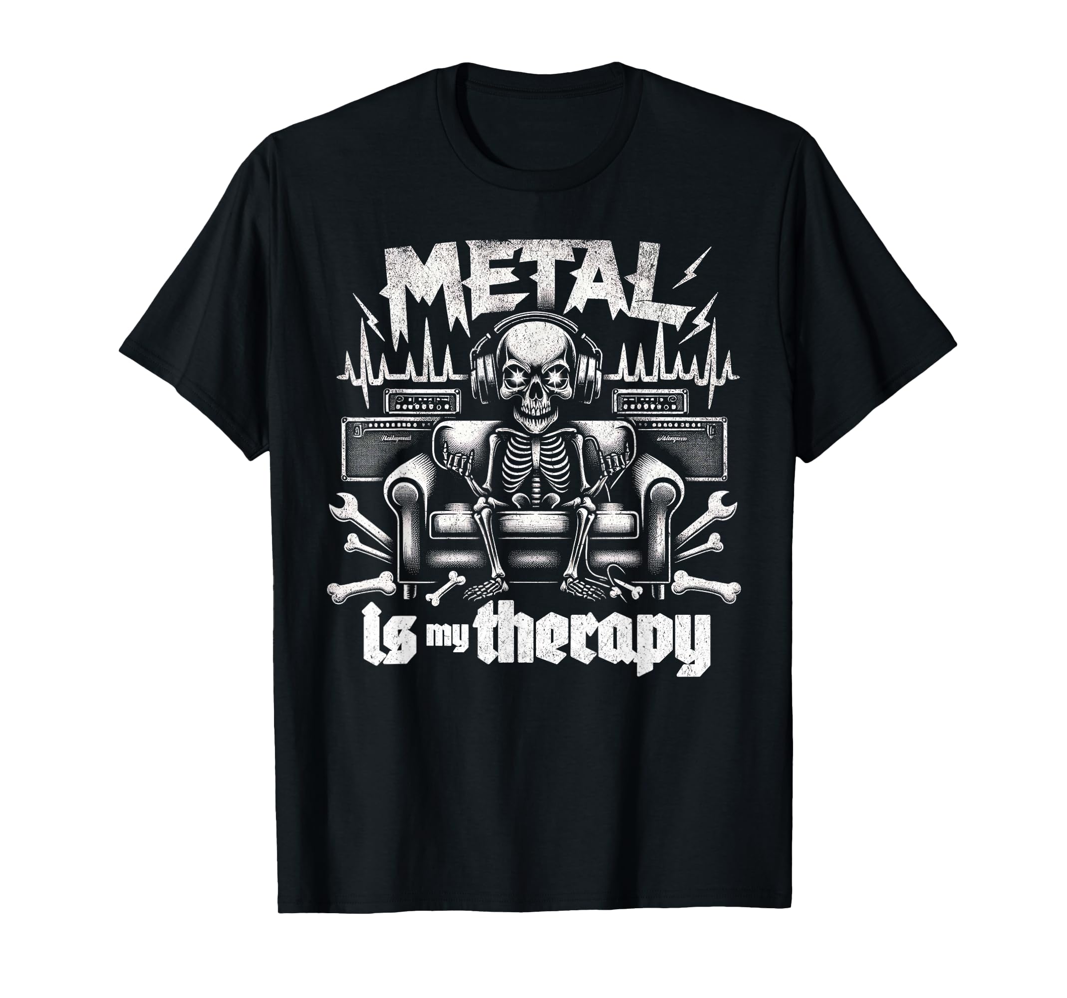 Metal Is My Therapy Funny Headbanger T-Shirt - Graphic Print for Adults - T-Shirt, Sweatshirt, Hoodie