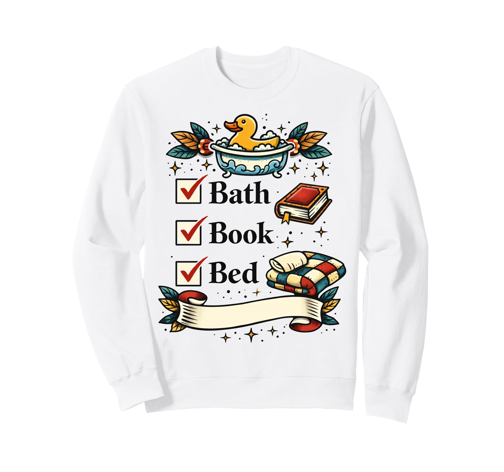 Bath Book Bed Book Lover Self Care Sweatshirt - Minimalist Print Men Women - T-Shirt, Sweatshirt, Hoodie