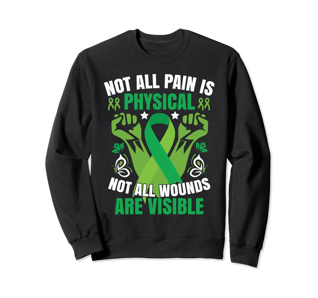 Green Ribbon Mental Health Awareness Sweatshirt - Novelty Apparel Unisex - T-Shirt, Sweatshirt, Hoodie