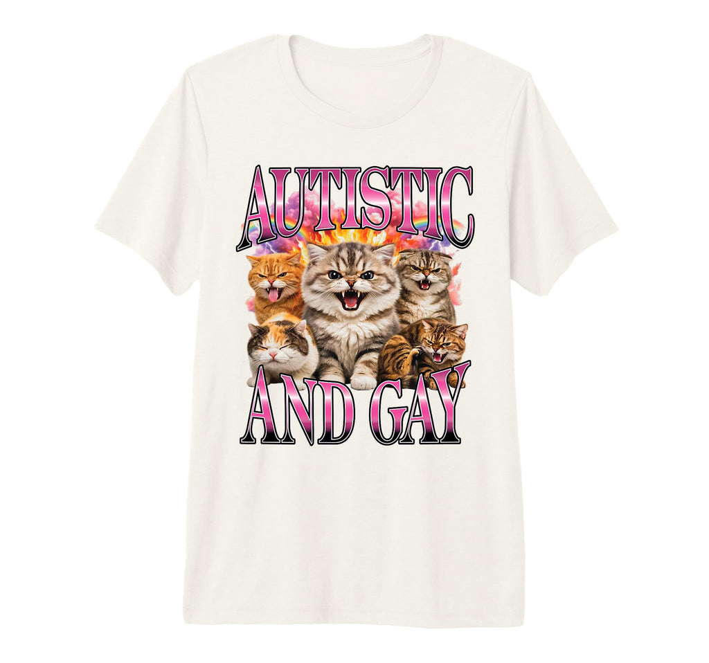 Autistic And Gay Hissing Cats Rainbow T-Shirt - Streetwear Style Men Women - T-Shirt, Sweatshirt, Hoodie