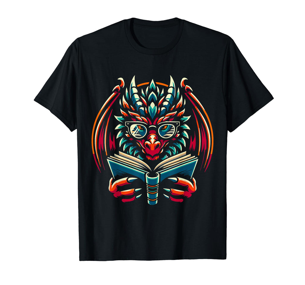 Dragon Reading Book Dragon Enthusiast T-Shirt - Fun Novelty Design Unisex - T-Shirt, Sweatshirt, Hoodie