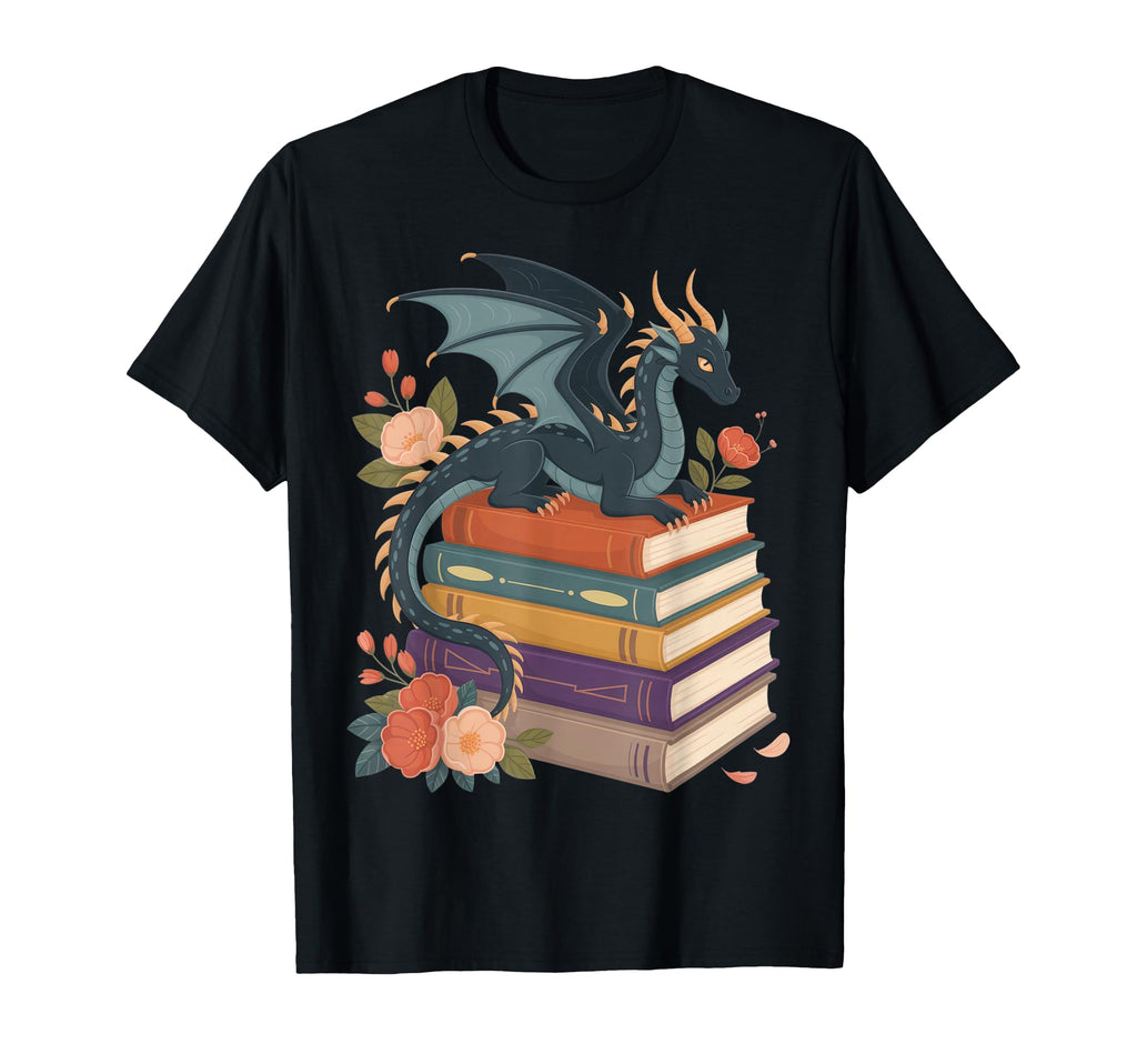 Whimsical Dragon Book Lovers Fantasy T-Shirt - Novelty Apparel Unisex - T-Shirt, Sweatshirt, Hoodie