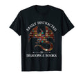 Easily Distracted Dragon And Books T-Shirt - Unique Graphic for Adults - T-Shirt, Sweatshirt, Hoodie