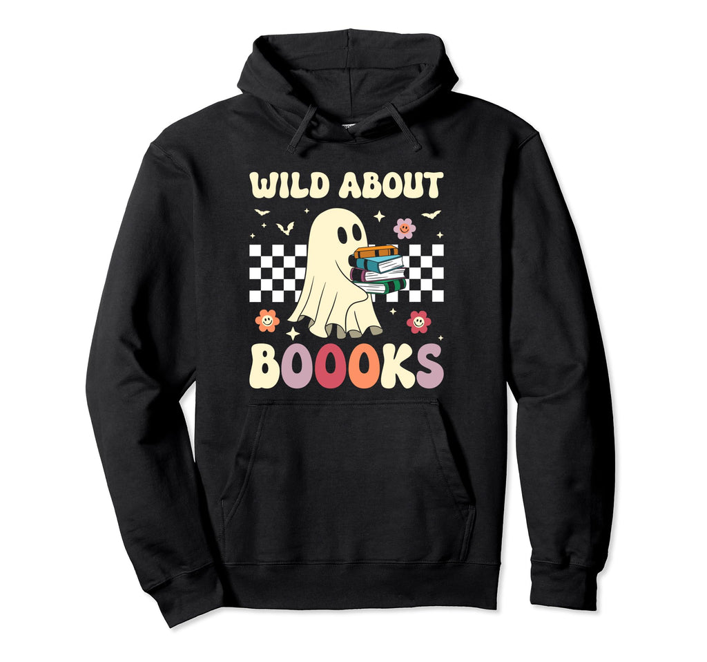 Wild About Books Checkered Ghost Hoodie - Custom Art Print for Adults - T-Shirt, Sweatshirt, Hoodie