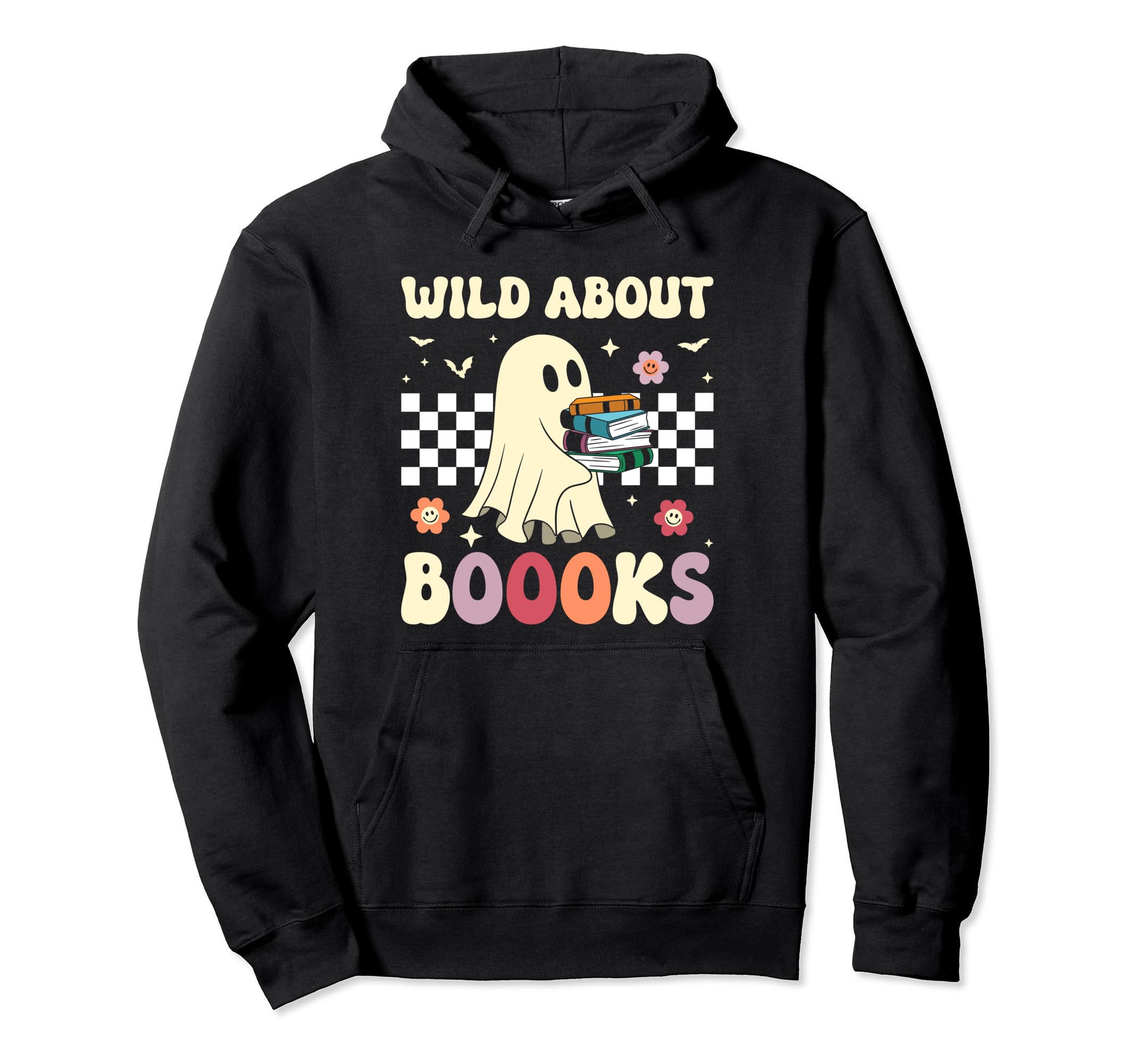 Wild About Books Checkered Ghost Hoodie - Custom Art Print for Adults - T-Shirt, Sweatshirt, Hoodie