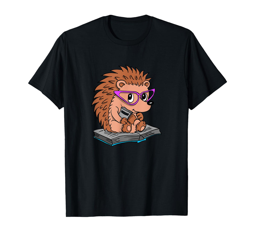 Hedgehog Book Nerd Hedgehog T-Shirt - Fun Novelty Design for Adults - T-Shirt, Sweatshirt, Hoodie