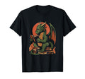 Mens Dragon Reading Dragon Distressed T-Shirt - Fun Novelty Design Unisex - T-Shirt, Sweatshirt, Hoodie