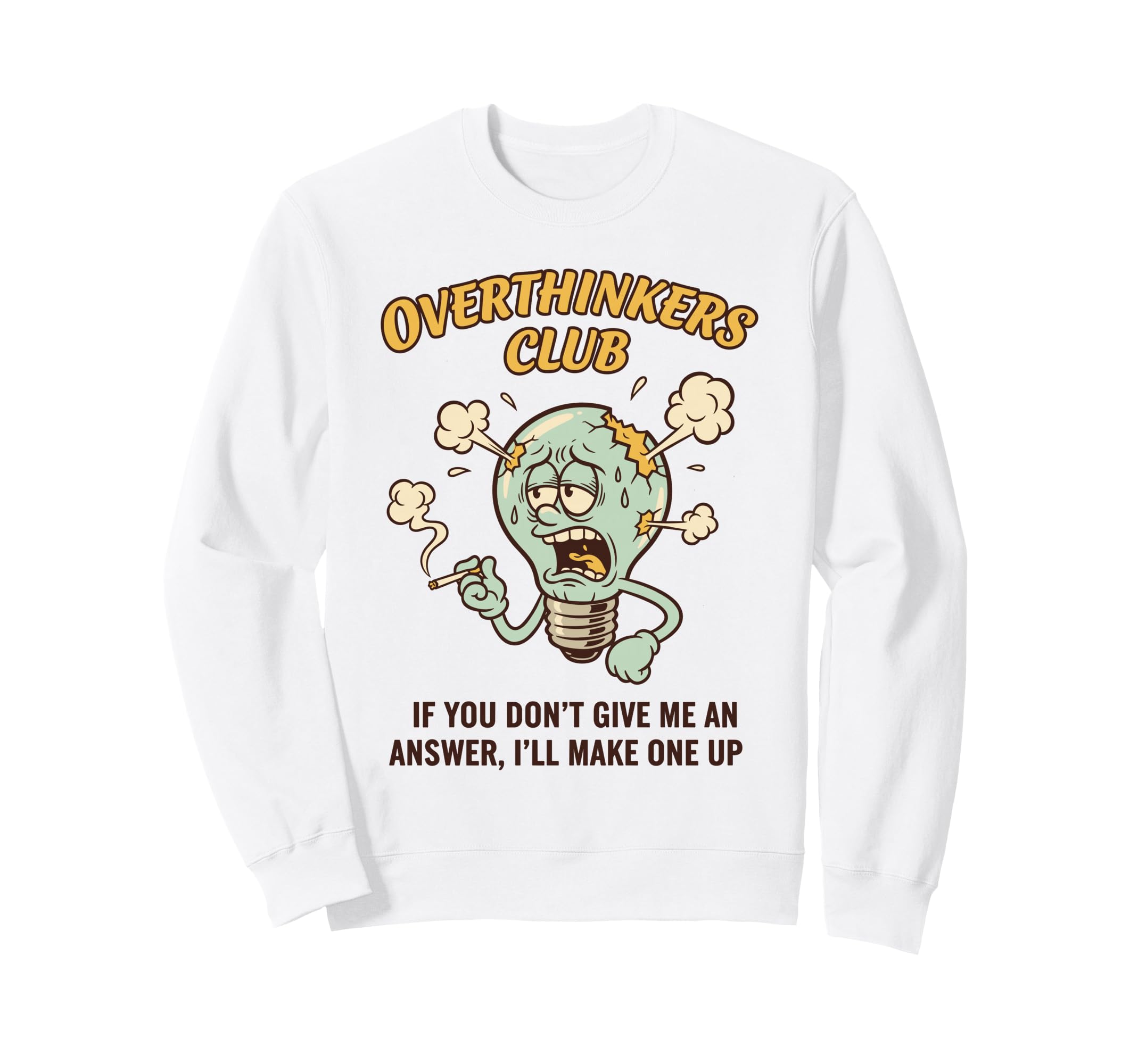 Overthinkers Club Light Bulb Sweatshirt - Custom Art Print for Adults - T-Shirt, Sweatshirt, Hoodie