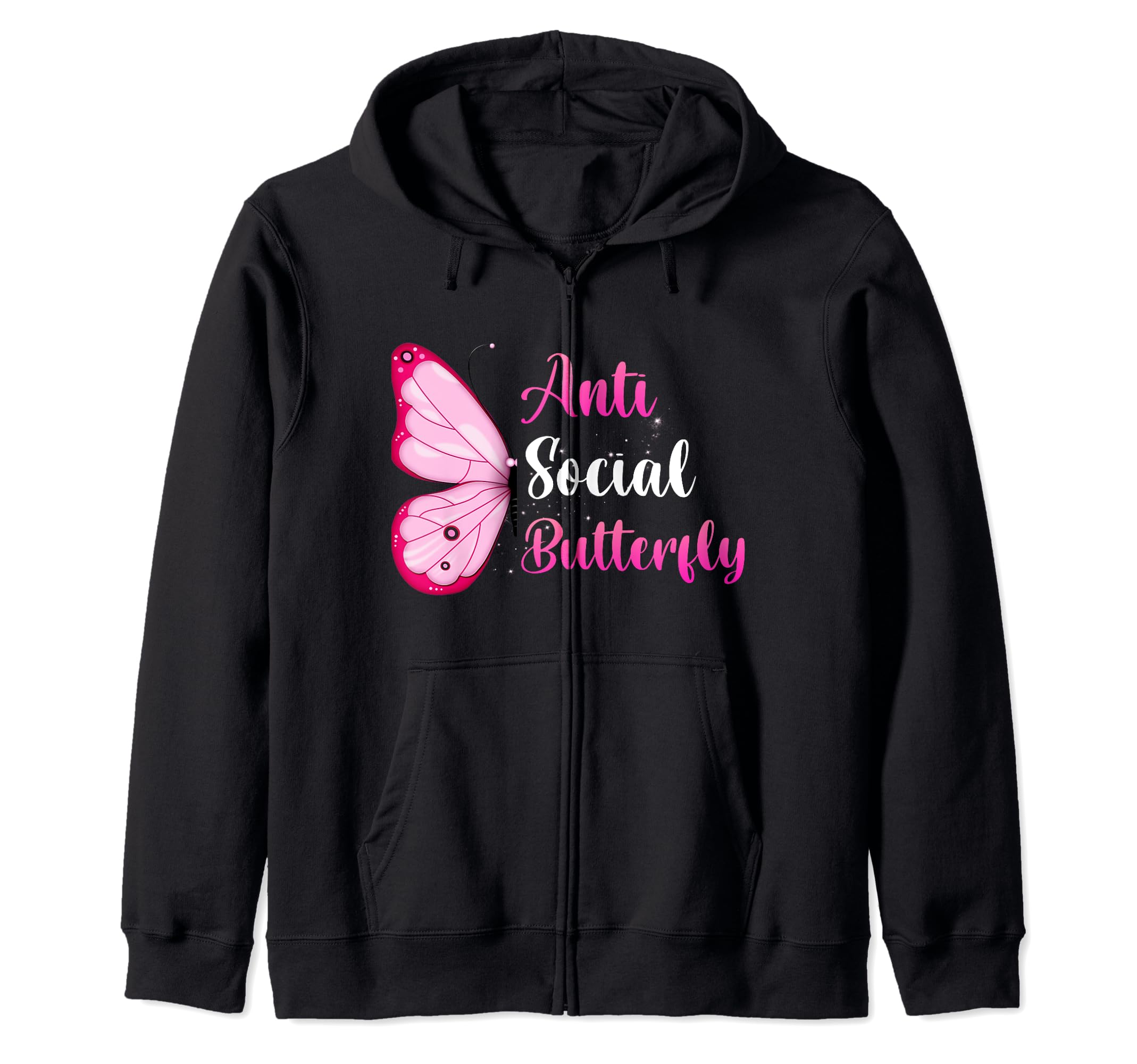 Anti Social Butterfly Butterflies Sweatshirt - Fun Novelty Design Unisex - T-Shirt, Sweatshirt, Hoodie