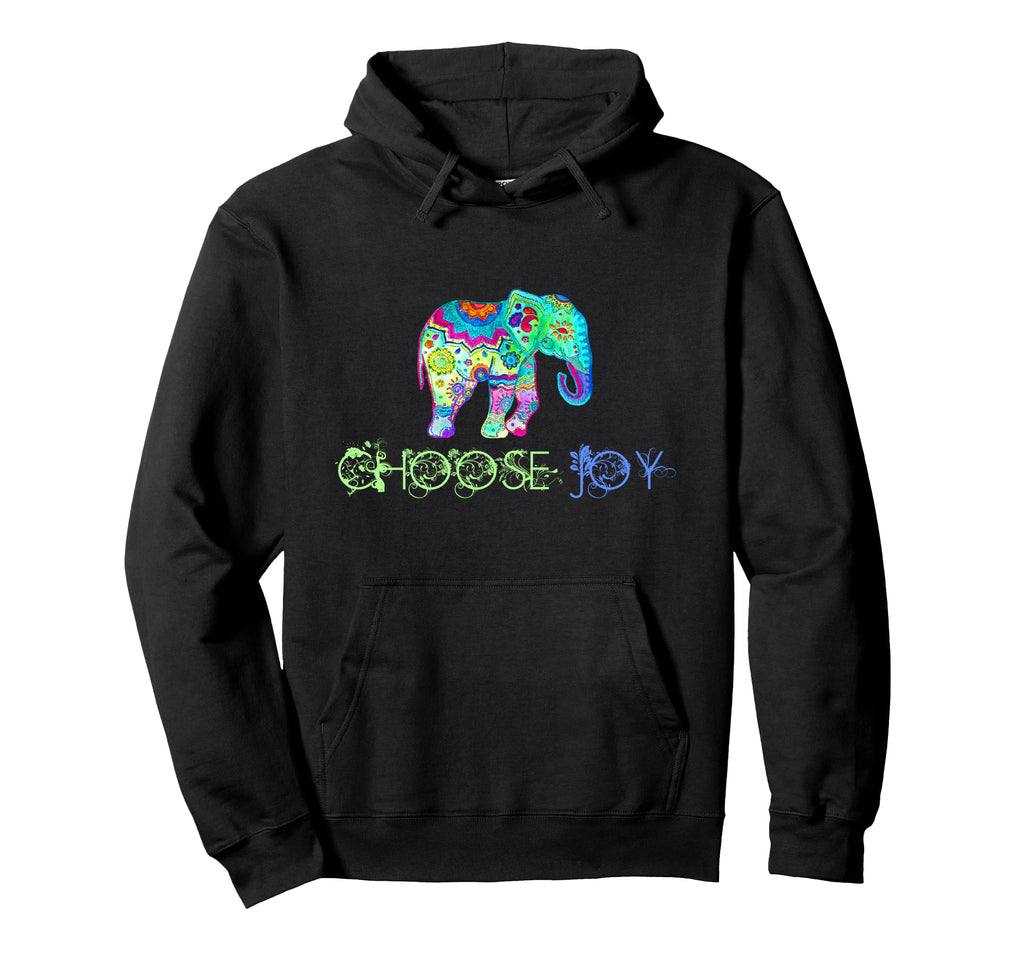 Choose Joy Elephant Mandala Gifts Hoodie - Fun Novelty Design Men Women - T-Shirt, Sweatshirt, Hoodie